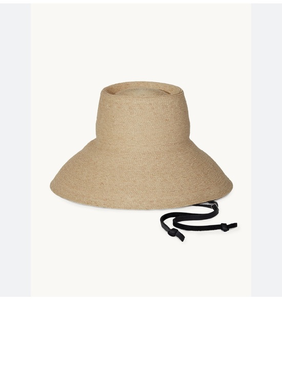 Janessa Leone Accessories - Janessa Leone Natural Straw Visor Hat with Black Chin Strap